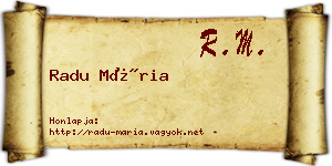 Radu Mária névjegykártya