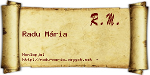 Radu Mária névjegykártya